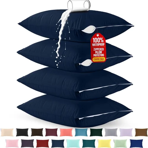 Miniatura 26 de Utopia Bedding Protector de almohada impermeable, con cremallera, paquete de 2, beige, estándar, funda de almohada a prueba de chinches, de 20 x 26