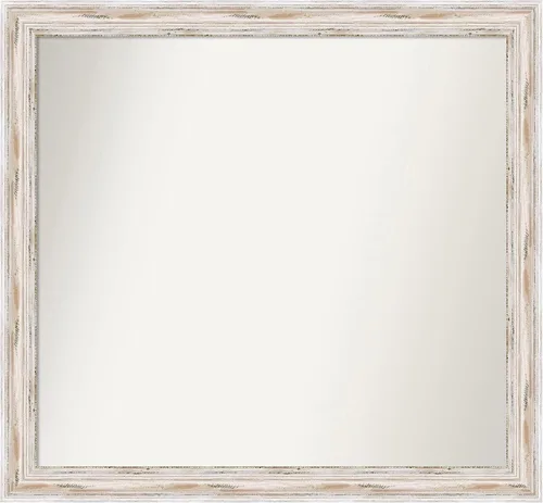 Miniatura 133 de Amanti Art Espejo de baño blanco para sobre el fregadero, 30 x 35 pulgadas, espejo de tocador rectangular estrecho de Eva de oro blanco, marco