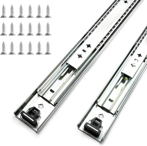 Miniatura 8 de 1 par de guías de cajón de servicio pesado de 36 pulgadas con capacidad de 260 libras con tornillos, montaje lateral submontaje extensión completa