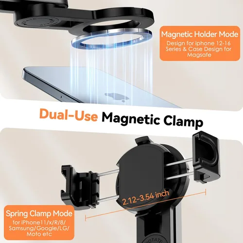 Miniatura 6 de CloudValley Mini trípode magnético para selfie, trípode para teléfono de tamaño de bolsillo 4 en 1 con rotación de 360°, control remoto Bluetooth