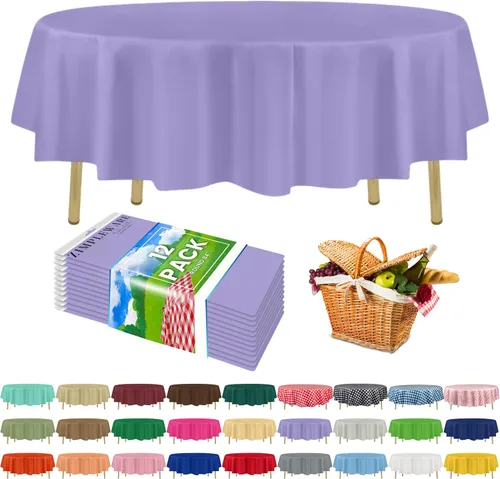 Miniatura 40 de Zimpleware - Mantel redondo de plástico para fiestas de 213 cm (84 pulgadas) de diámetro (paquete de 1, 6 y 12 unidades)