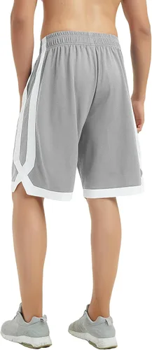 Miniatura 8 de TopTie Pantalones cortos de baloncesto de malla de 7 pulgadas con bolsillos para hombre, pantalones cortos deportivos activos de 2 tonos, pantalones