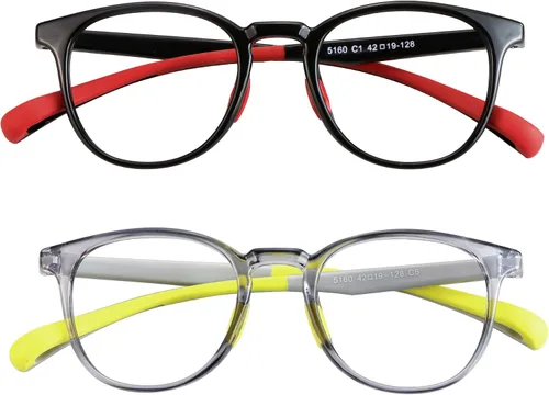 Miniatura 10 de 2 pares de lentes de bloqueo de luz azul para niños, protección UV400, antirayos azules, para computadora para niños y niñas de 3 a 12 años