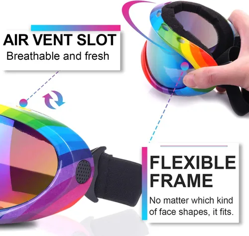 Miniatura 3 de Rngeo Lentes protectores para esquiar 2 unidades, anteojos protectores para snowboard para niños, niñas, jóvenes, hombres