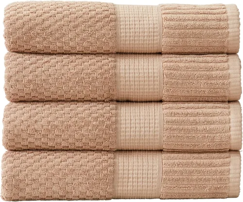 Miniatura 24 de NY Loft Juego de 4 toallas de baño 100% algodón, supersuaves y absorbentes, de secado rápido, 30 x 52 pulgadas, algodón texturizado y duradero