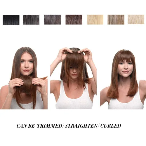 Miniatura 3 de Flequillo con clip para el cabello con clip, extensiones de cabello para mujer, flequillo plano y ordenado, extensión de cabello para uso diario