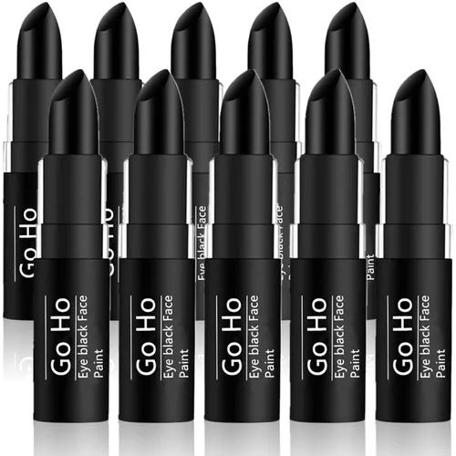 Miniatura 11 de Go Ho Barra de pintura facial negra fácil de colorear, tiras de ojos impermeables para palo de béisbol, accesorios de fútbol, lápiz labial y pintura