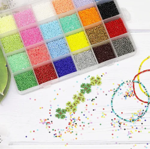 Miniatura 5 de Tamaño 12/0 - Cuentas de cristal para manualidades de 0.079 pulgadas (0.079 in), juego surtido con caja organizadora para fabricación de joyas