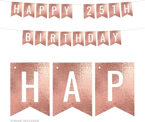 Miniatura 39 de Andaz Press Pancarta decorativa de mosaico con purpurina de oro rosa para fiesta de cumpleaños, 100 años de amor, aproximadamente 5 pies, 1 juego