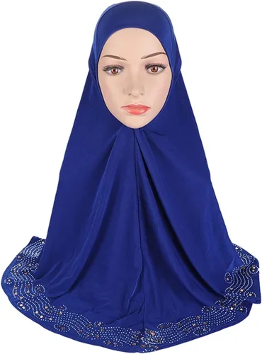Miniatura 2 de Lady Headscarf Women's one-Piece Instant Hijab Cap Plain Ready to Wear with Diamonds Head Scarf Headwear Islam Clothing for Older Women
