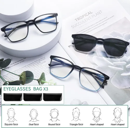 Miniatura 2 de COJWIS 3 packs Progressive Multifocus Reading Glasses for Women Blue Light Blocking Reading Glasses Spring Hinge Readers