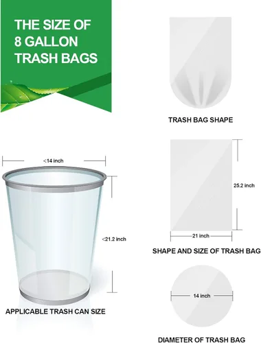 Miniatura 3 de FORID Bolsas de basura transparentes, bolsas de basura de 8 galones, bolsas de basura de plástico para basura, 110 unidades, para baño, dormitorio