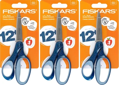 Miniatura 9 de Fiskars 7" Tijeras con brillo para estudiantes de 12 a 14 años (paquete de 2), tijeras para la escuela o manualidades, suministros para el regreso a