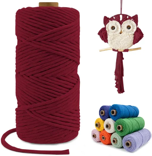 Miniatura 40 de Cuerda de macramé de una sola hebra de 0.197 in x 110 yardas, cuerda de macramé de algodón natural de 0.197 in, cuerda de algodón grueso para colgar