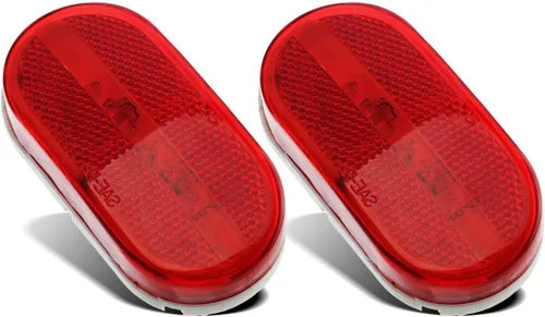 Partsam 2 lámparas de luz LED oblongas de 4 pulgadas con lente reflejo [certificado DOT], montaje en superficie de caravana, rectangular, Rojo