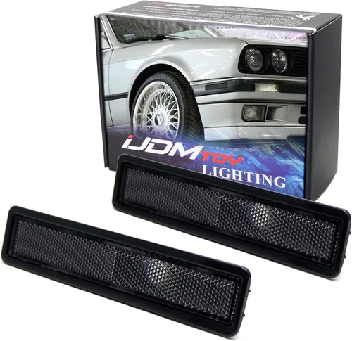 Miniatura 10 de iJDMTOY OE-Spec - Carcasas de lámpara de marcador lateral de parachoques de lente ámbar compatibles con BMW E30 3 E34 5 Series, etc., reemplaza