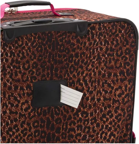 Miniatura 4 de Rockland Vara Softside - Equipaje vertical, leopardo rosa, juego de 3 piezas (202228), Pink Leopard, Vara Softside Juego de equipaje vertical de 3