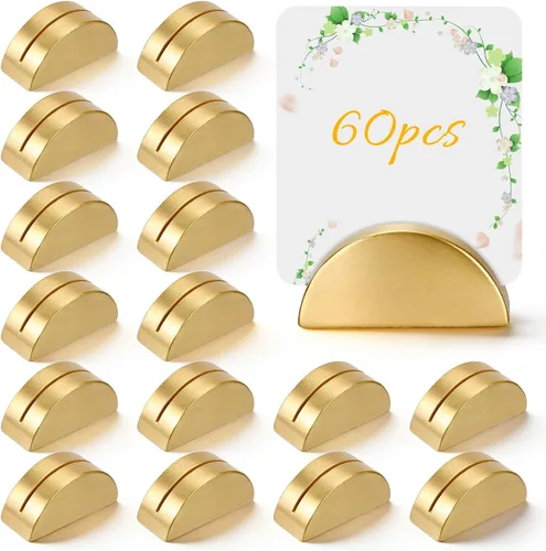 60 soportes dorados para números de mesa, soporte de madera para mesa de boda, titulares de tarjetas de lugar, números para bodas, recepciones,