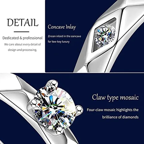 Miniatura 5 de Sunamy Fashion - Anillo de compromiso para hombre y mujer, ajustable S925 plata CZ