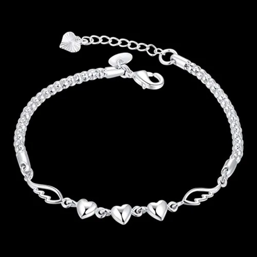 Miniatura 2 de Bluelanss Pulseras para mujer, plata de ley 925 con dije de corazón y alas de amor, joyería, regalo para cumpleaños, San Valentín, Navidad