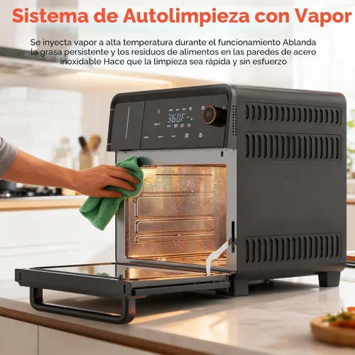 Miniatura 6 de OUNIN Combo de horno tostador y freidora de aire, horno de vapor de convección 11 en 1 con freidora de aire, vapor, doble cocción, horneado, asado