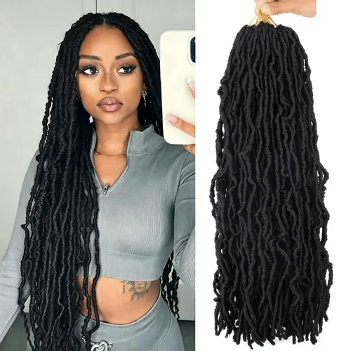 Miniatura 58 de 6 Paquetes Soft Locs Cabello de Ganchillo Pre Looped Faux Locs Trenzas de Ganchillo Goddess Locs Dreadlocs Cabello Sintético Para Mujeres Negras 1b