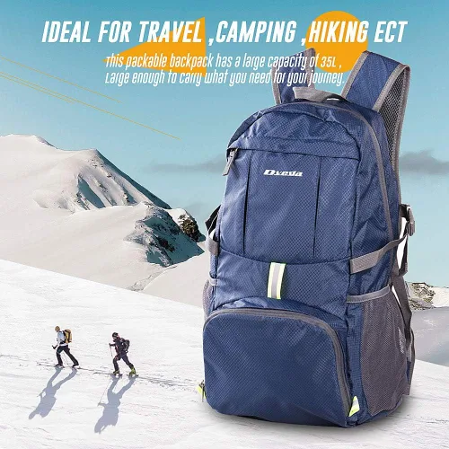Miniatura 2 de Mochila plegable ligera de 35L impermeable duradera para senderismo mochila de viaje Azul marino