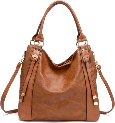 myfriday Bolso de mano de piel sintética suave para mujer, bolso de mano grande para mujer, bolso de hombro holgado y bolso de mano con correa