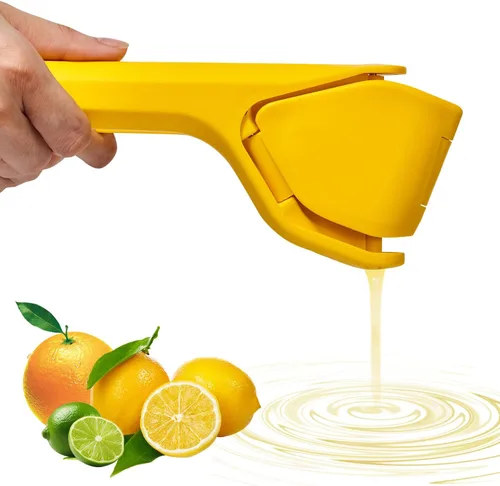 Exprimidor manual de limón, exprimidor de limón manual, fácil de usar, muy resistente, exprimidor de limón, exprimidor de jugo de limón para Amarillo
