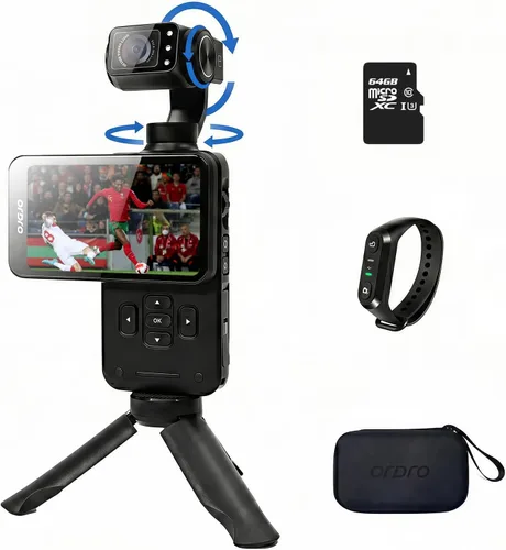 ORDRO M5 Cámara de Mano con Estabilización de 3 Ejes, Cámara de Video Camcorder de 5K para Vlogs de YouTube, Pantalla Táctil Giratoria de 3.5
