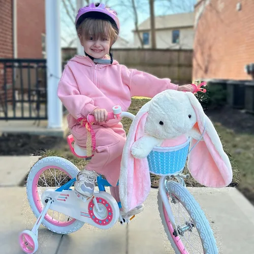 Miniatura 4 de RoyalBaby Stargirl - Bicicleta infantil de 14 pulgadas para niñas con ruedas de entrenamiento y canasta, color azul [4] Azul cielo