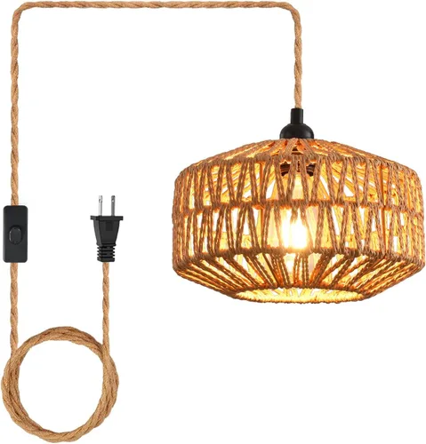 Miniatura 13 de Cable de luz colgante industrial de 15 pies - Accesorio de luz colgante enchufable, Cable de lámpara colgante estilo granja de 15 pies