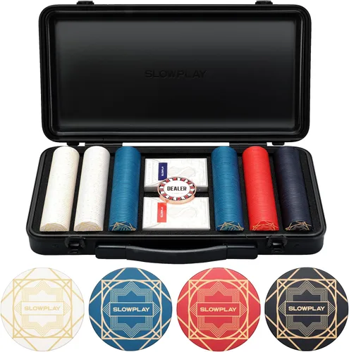 SLOWPLAY Nash - Juego de fichas de póquer de cerámica para Texas Hold'em, 300 unidades [fichas en blanco], 1.49 pulgadas y 0.35 onzas cada una. 300
