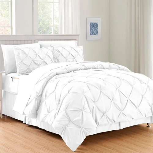 Miniatura 21 de Elegant Comfort Juego de edredón con pliegues pinzados de 8 piezas - Cama completa en una bolsa para todas las estaciones, incluye juego de sábanas