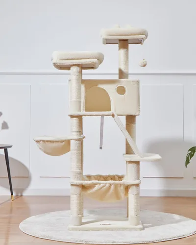Miniatura 9 de Taoqimiao Árbol para gatos de 57.5 pulgadas, torre para gatos de interior para adultos, condominio extragrande para gatos, 8 postes rascadores