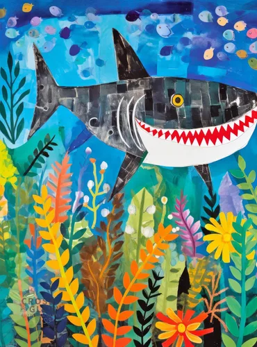 Cross & Glory - Beneath The Waves: Shark's Colorful Realm - Rompecabezas de 1000 piezas para adultos y niños mayores de 12 años | Arte oceánico