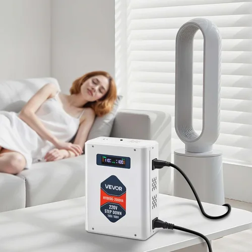 Miniatura 8 de VEVOR Convertidor de Voltaje Reductor, 2000VA, Convertidor de Energía de Voltaje de Servicio Pesado, Transformador de Energía de 220V a 110V, con 2