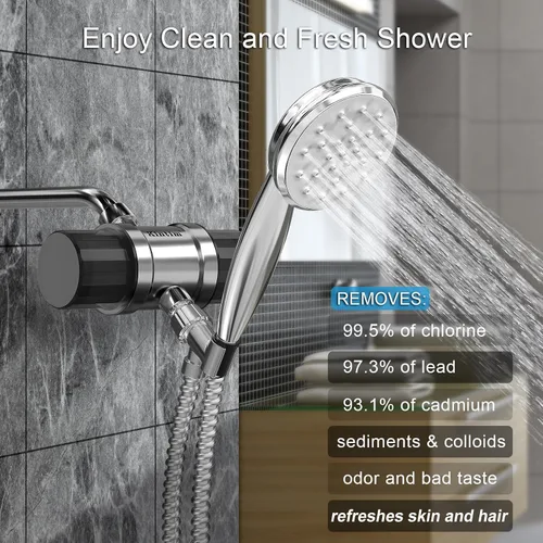 Miniatura 3 de Filtro de ducha de alto flujo para piel y cabello sensibles con hilos de metal, filtro de cabezal de ducha antiobstrucción, reduce el cloro