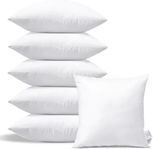 OTOSTAR Paquete de 6 insertos de almohada, 46 x 46 cm, cojín interior cuadrado suave y esponjoso, almohadas de relleno blanco decorativo