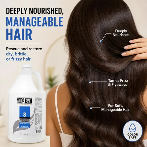 Miniatura 5 de MODA Acondicionador para el cabello y tratamiento sin enjuague, dos productos en un galón para cabello seco y quebradizo, logrando un cabello