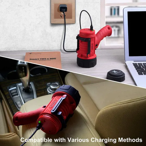 Miniatura 7 de YIERBLUE Foco Recargable con LED de Súper Altos Lúmenes, Linterna de Mano Impermeable IP67 con Filtro de Luz Roja Desmontable, de Larga Duración Rojo