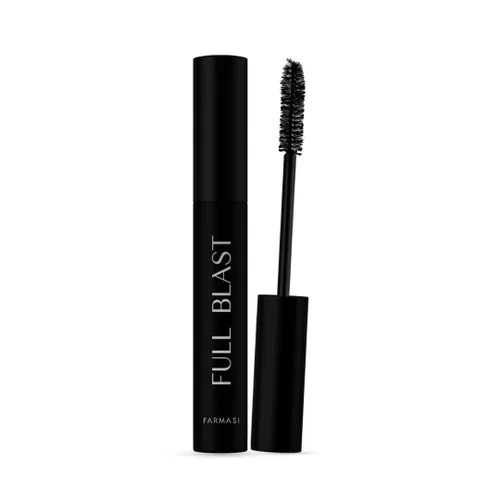 FARMASi Full Blast suaviza e hidrata la máscara de pestañas, maquillaje ultra negro, voluminizante, alargamiento, oliva girasol y cera de Shorea,