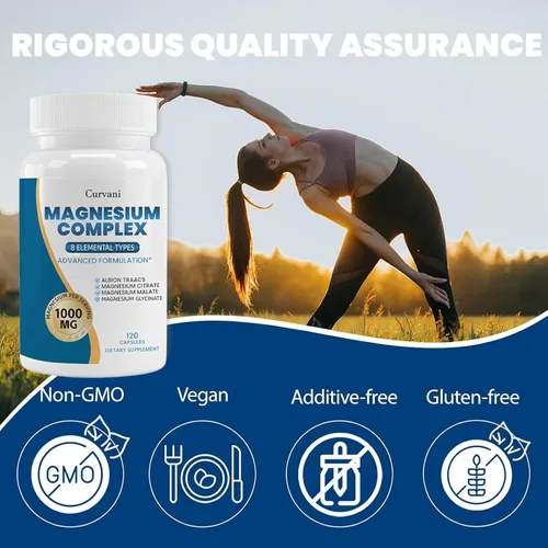Miniatura 4 de Suplemento complejo de magnesio, proporcionado por 1000 mg de ocho formas diferentes de magnesio, fácil absorción para huesos, músculos