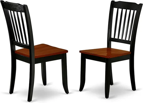 East West Furniture DAC-BCH-W Danbury - Juego de 2 sillas de comedor de madera maciza, con respaldo de listones, color negro y cereza