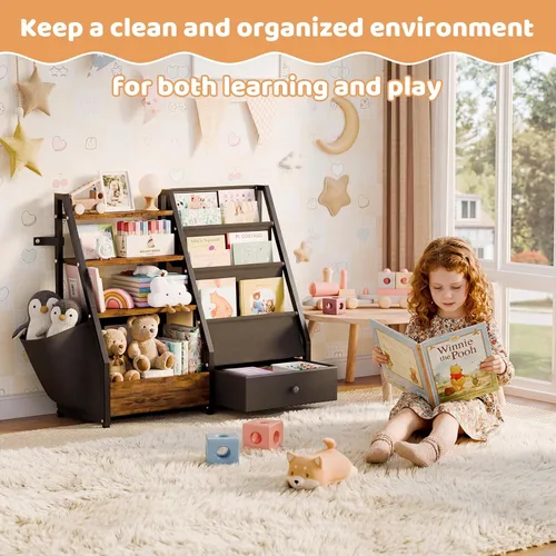 Miniatura 5 de HAVLOTII Estantería para niños y almacenamiento de juguetes, estante para libros para habitaciones de niños, estantería para bebés para guardería
