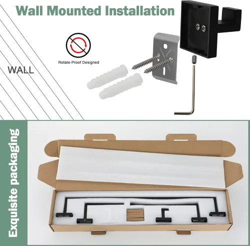 Miniatura 7 de VELIMAX Juego de 4 piezas de accesorios de baño de acero inoxidable de alta calidad, juego de toallero montado en la pared, negro mate, 24 pulgadas