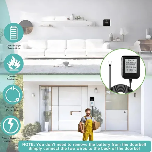 Miniatura 3 de Adaptador de corriente de timbre de 24 voltios - Adaptador de cable C de 16.4 pies, transformador de timbre compatible con Ring, Nest Hello, Wyze