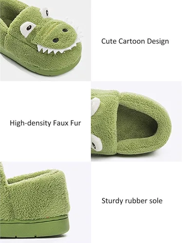 Miniatura 3 de AngelGift Zapatillas de dinosaurio para niños pequeños y niñas