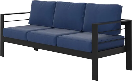 Miniatura 16 de Solaste Aluminum Patio Sofa with Coffee Table,3 PCS Patio Furniture Set with Cushions, All-Weather Outdoor Sofa for Balcony, Deck, Backyard, Porch