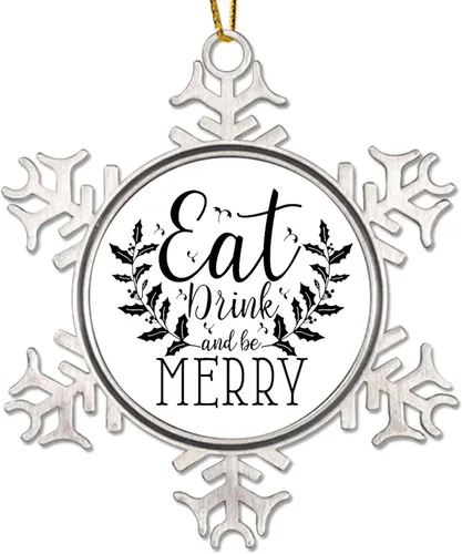 Miniatura 15 de Adornos de Navidad para árbol, cacao caliente, clima, regalos de recuerdo de Navidad, copo de nieve de metal, decoración de árbol de Navidad, citas